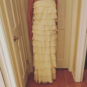 Daymor Couture Silk layered strapless white gown